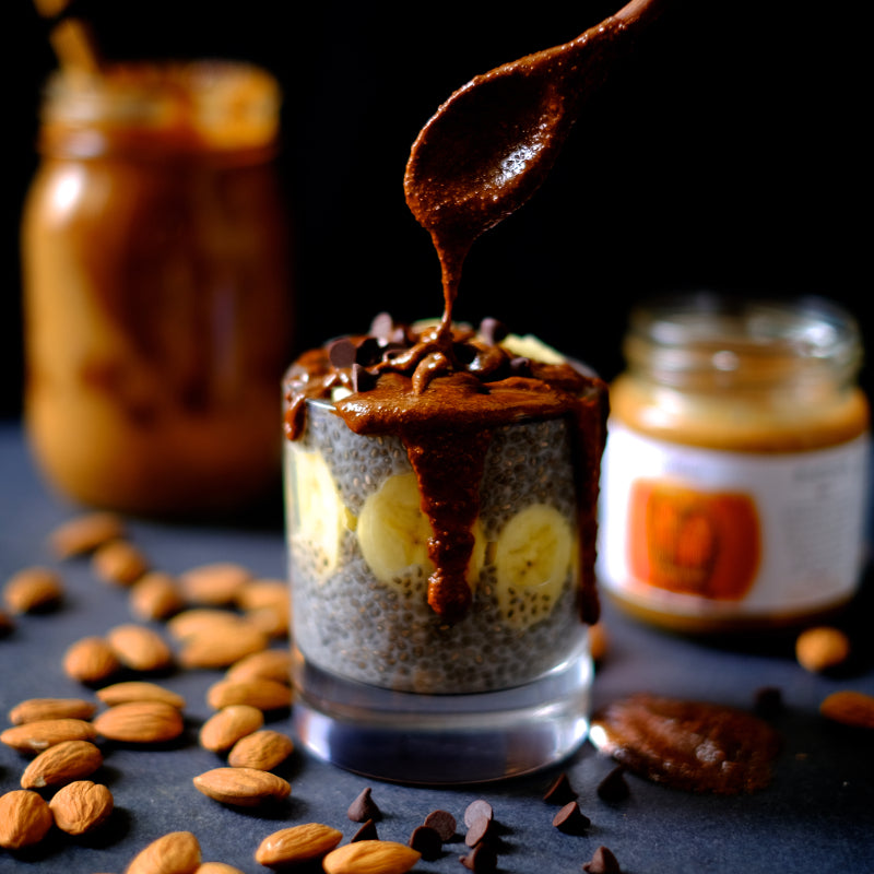 Nuttier Organic All Natural Dry Roasted Almond Butter Crafted In Singapore Vegan Friendly With Banana Chia Pudding